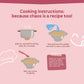 Cooking instructions for finger millet vermicelli on a pink background with text 'Because chaos is a recipe too!'.
