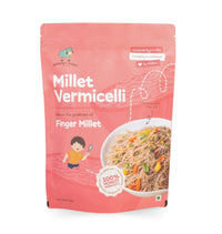 Millet Vermicelli package with pink background and child illustration