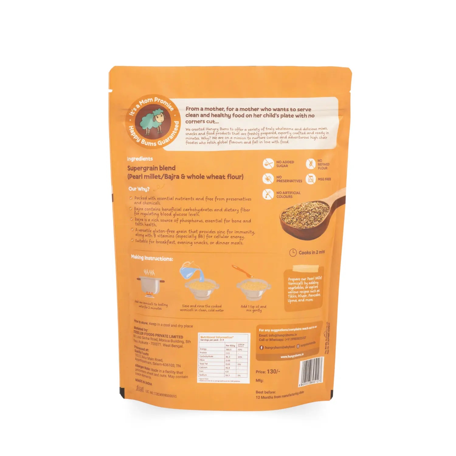 Orange package of a supergrain blend with text and branding on a white background
