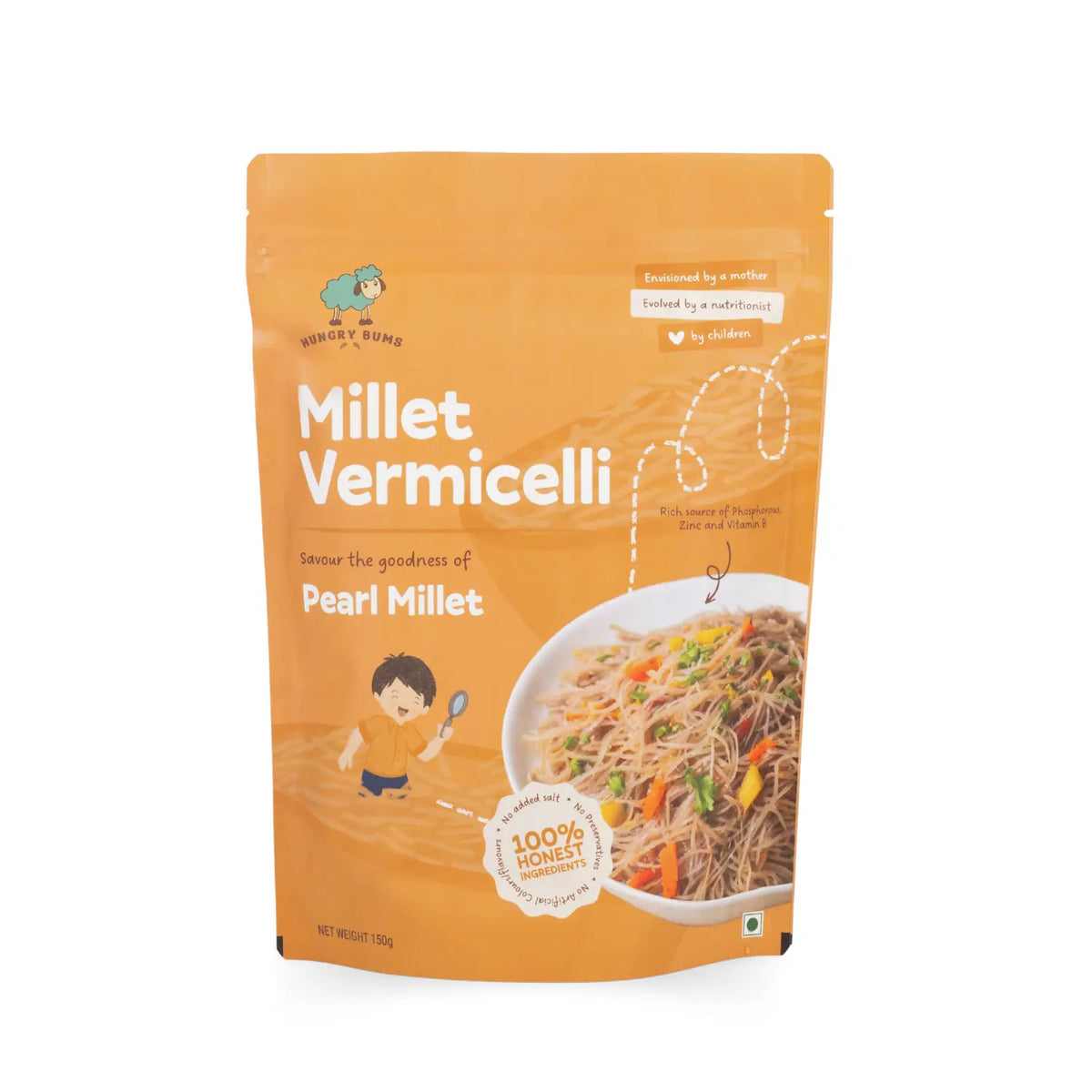 Packaging of Millet Vermicelli with an orange background